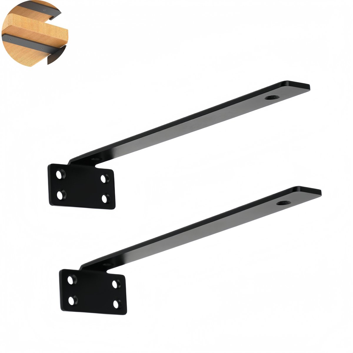 2 stuks - plankdragers L vormzwevende plankdrager - L-beugel - Onzichtbare beugel - zware belasting - gecoat metaal - verborgen montage - 40*250 dik 4 mm - muurplanken, woonkamer, kantoor - zwart