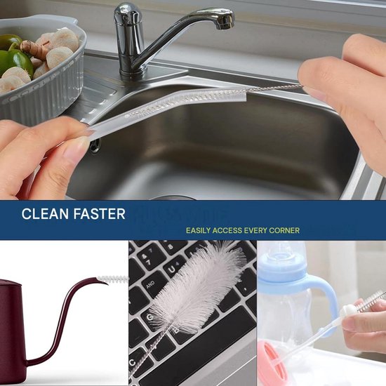 Flessenborstel Set - 20 stuks - Lengte 21 cm- Komborstel Reinigingsborstel - Flessen Schoonmaken - Bottle Brush - Rietborstel - Hose Cleaning Brush for Narrow Neck Bottles, Bottles, Jars and Teapot Spout — afbeelding 4