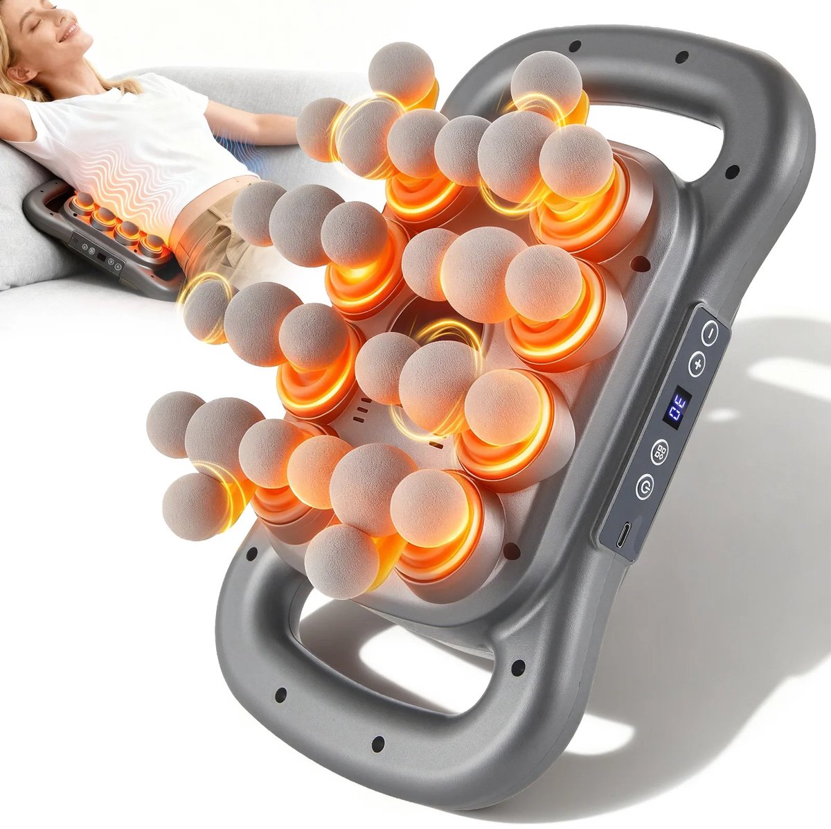 Velori Massagepistool 28 Koppen - Diepe Weefselmassage - Spiermassageapparaat - Nekmassager - Elektrische Massage Gun - 9 Intensiteitsniveaus - LCD Display - USB-C