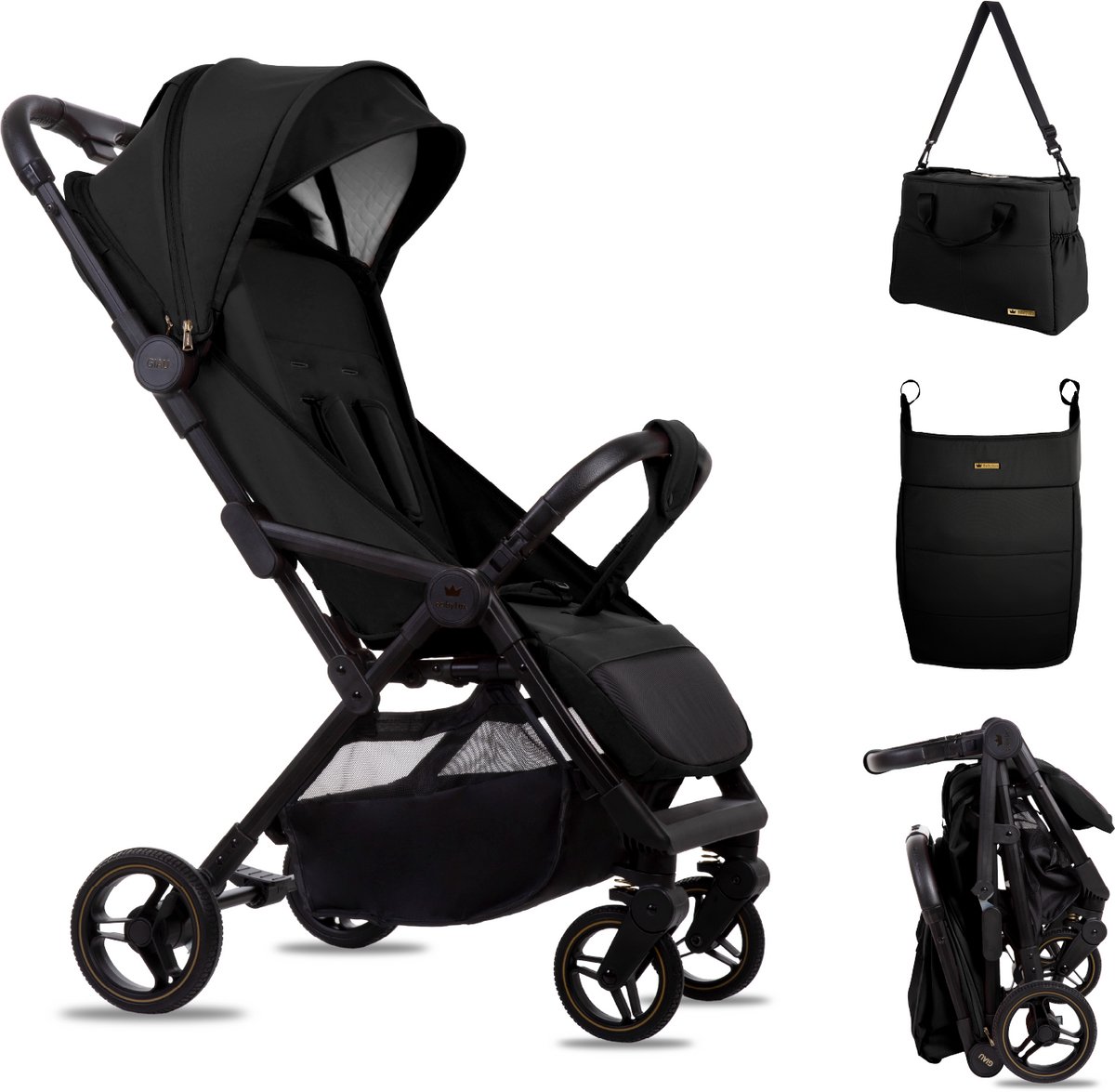 Babylux Buggy Kinderwagen GIAU Reisbuggy met Ligfunctie, Kleur: Onyx