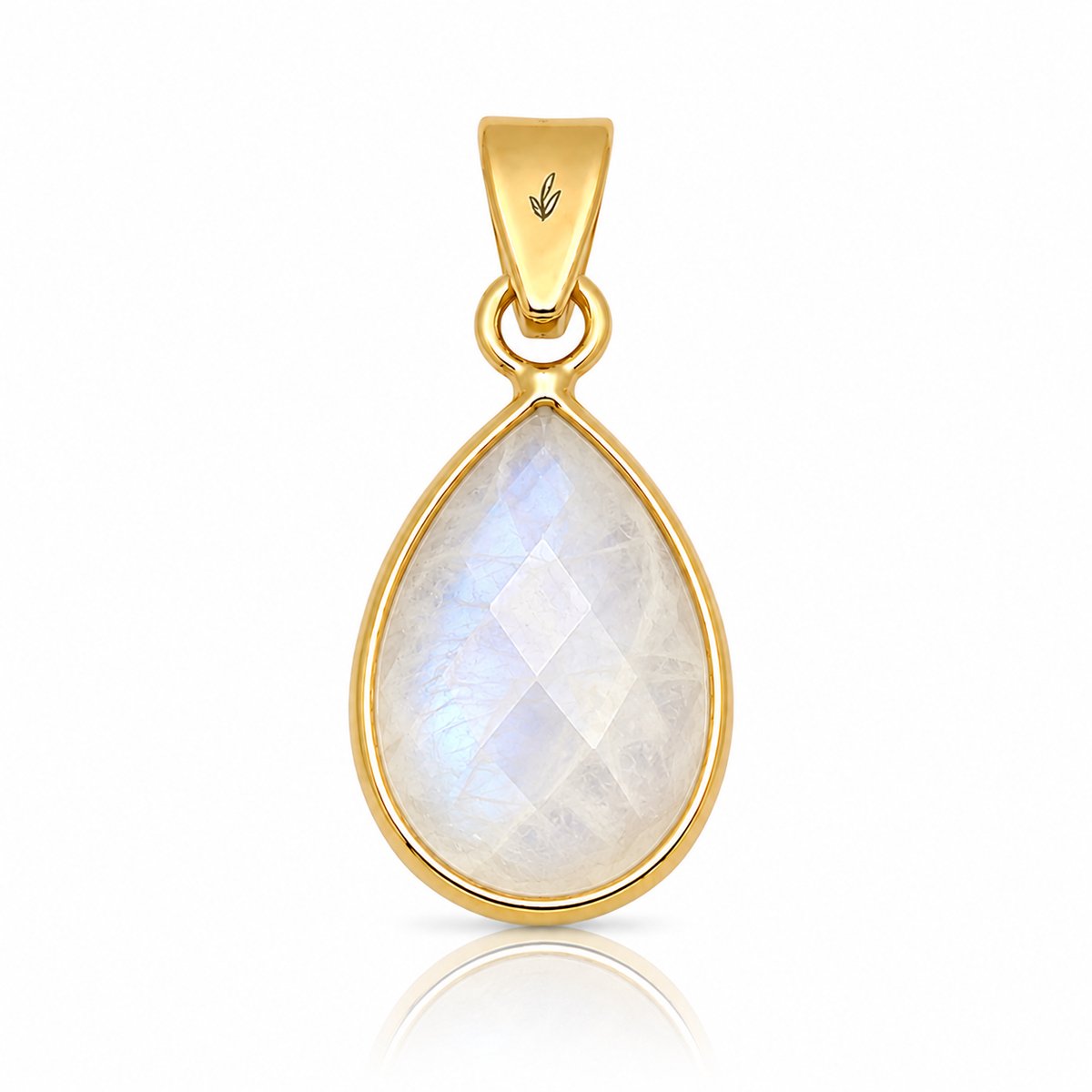 Natuursieraad - 925 sterling zilver maansteen hanger goldplated - luxe edelsteen sieraad - handgemaakt