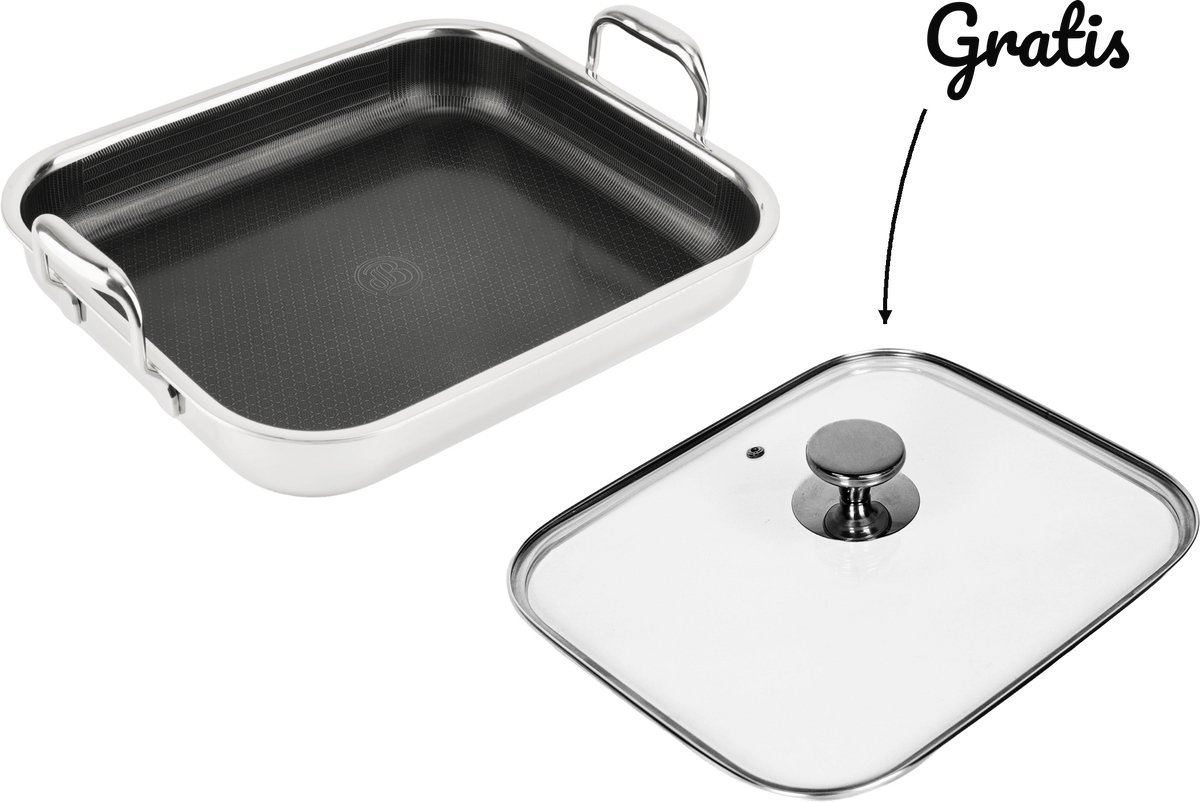 Hybride Braadslede 32×26,5×5,5 cm + Deksel Set