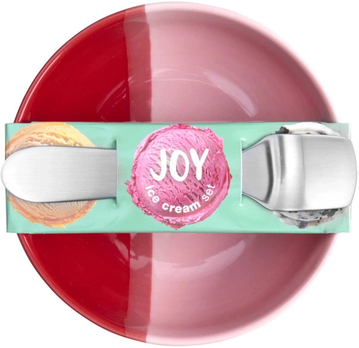 Asa Joy ijsbeker D11cm H8cm met lepel L11cm strawberry smoothie