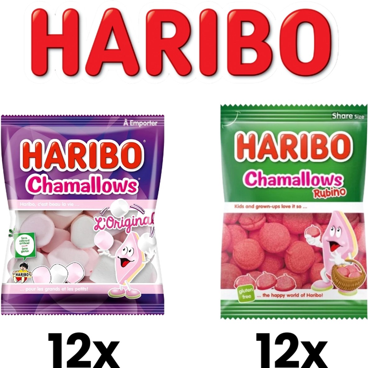 Haribo Mix Pack - Chamallow Rubino - Chamallow Pink&White - Halal - Snoep - Haribo - Marshmallow - 70 gram