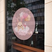 Geboortesticker Konijn met fles en naam - Ø 30 cm overige stickers - raamsticker geboorte