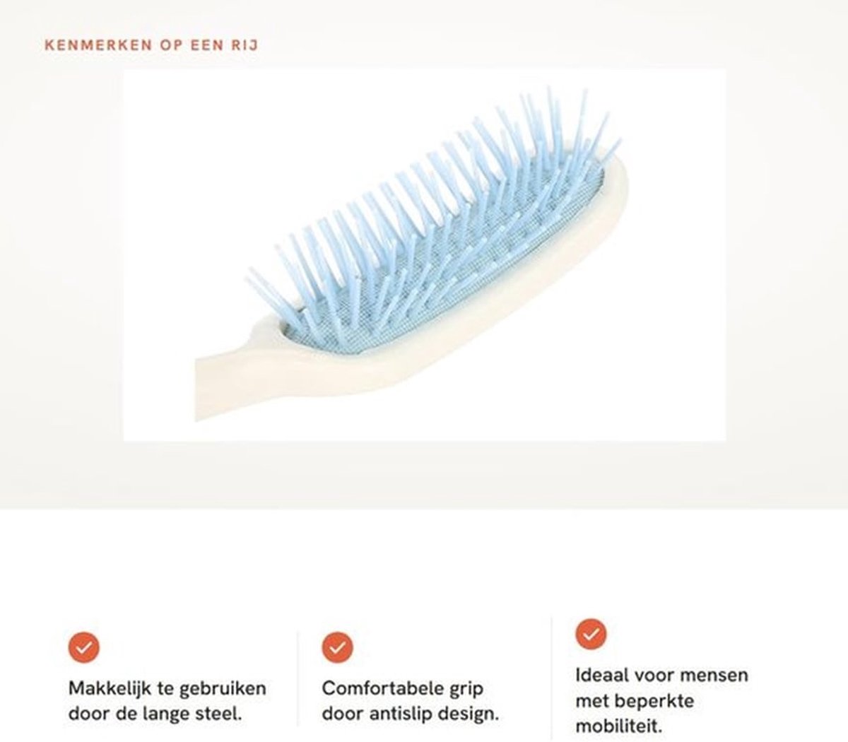 Haarborstelkam Antislip - Zachte Kam - Ergonomische Borstel met Lange Steel - Haaraccessoire voor Ouderen - Gehandicapten - Verbeter je leven