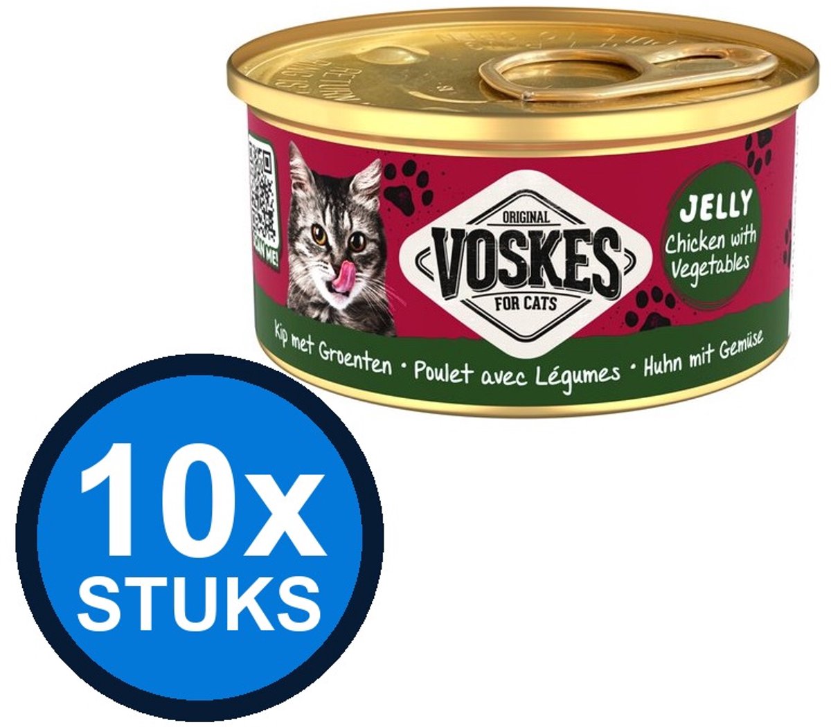 Voskes Voskes Gelei Kip & Groenten - Kattenvoer - Blik 85g