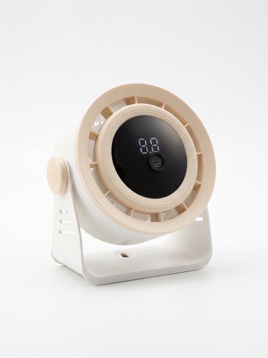 Draadloze Bureauventilator met Digitaal Display – Krachtige Circulaire Ventilator met 3 Snelheden