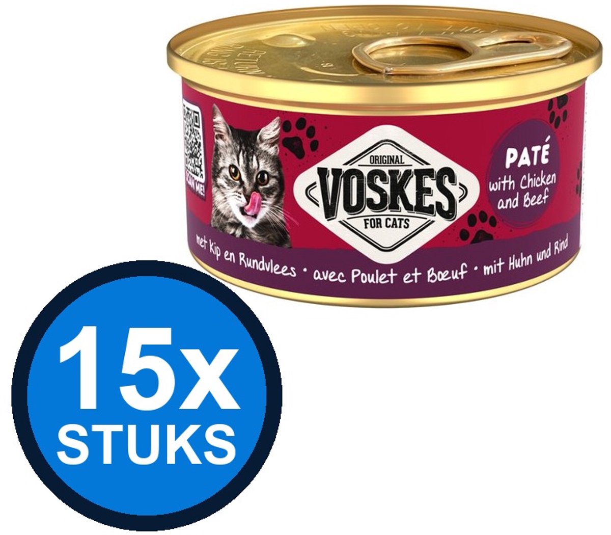 Voskes Voskes Pate Kip & Rundvlees - Kattenvoer - Blik 85g