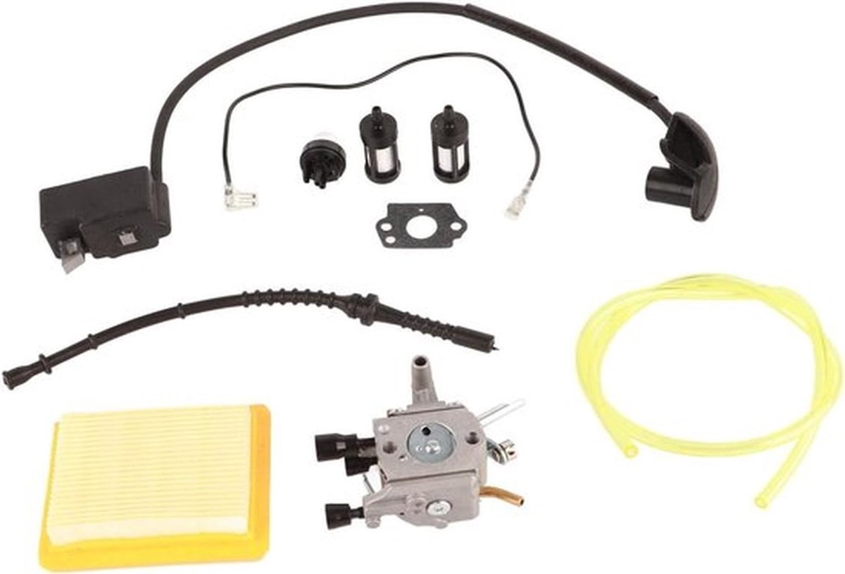 Carburateur Kit met Ontstekingsspoel en Luchtfilter voor Brushcutter FS120, FS200, FS250, FS300 en FS350 met Brandstofslang en Pakking