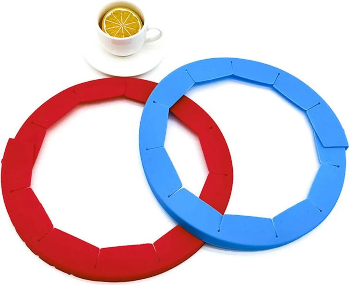 Verstelbare siliconen taartbodembeschermer – bakring, Geschikt voor taarten van 20,3–29,9 cm – rood en blauw.