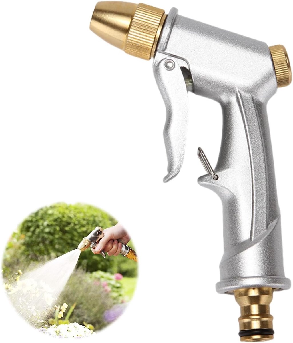 Metalen Tuinspuitpistool - Zwart - 9,4 x 15,2 x 1,5 cm - Verstelbaar en Ergonomisch - Voor Tuinirrigatie
