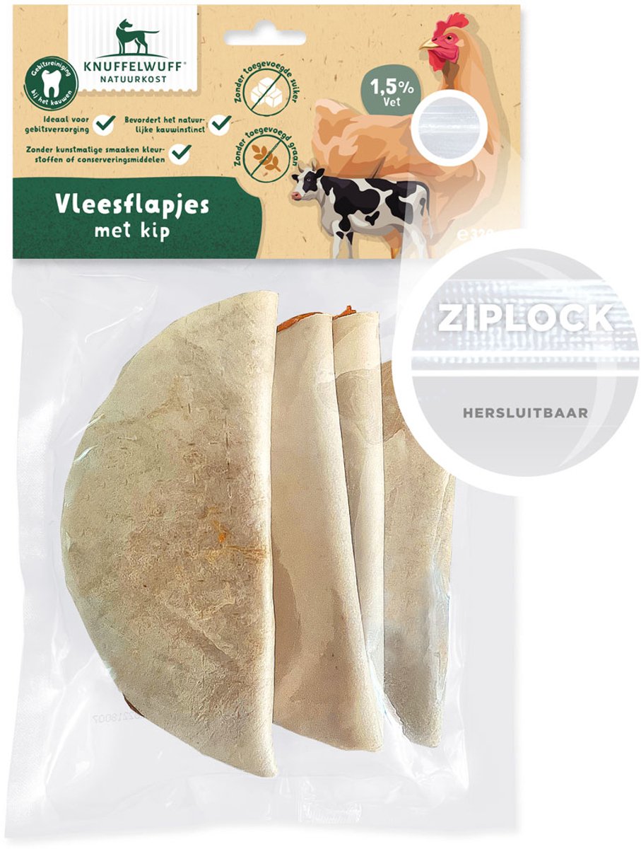 Knuffelwuff 4 x grote vleesflapjes (ca. 80 g)