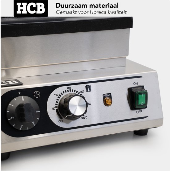 HCB® - Professioneel horeca Wafelijzer voor 2 Luikse wafels - Wafelmaker van RVS / INOX - 38x30x27 cm (DxBxH) - 10 kg - 8681 van HCB — afbeelding 5