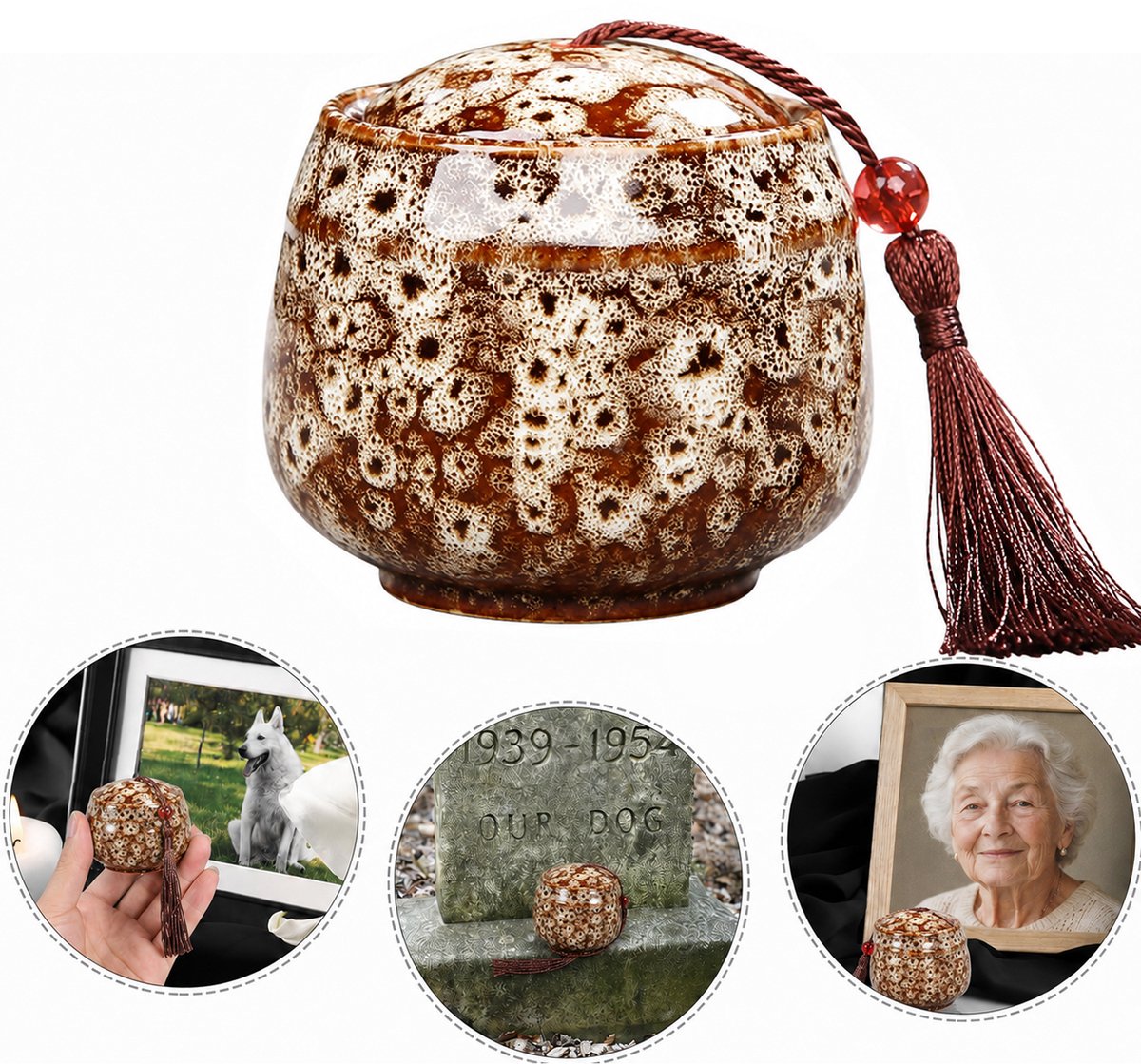 Kleine Keramische Herdenkingsurn - Mini Crematieurn 52ml voor Huisdieren en Menselijke As - voor Kleine Hoeveelheid As - Decoratie voor Thuis en Begraving - Wit