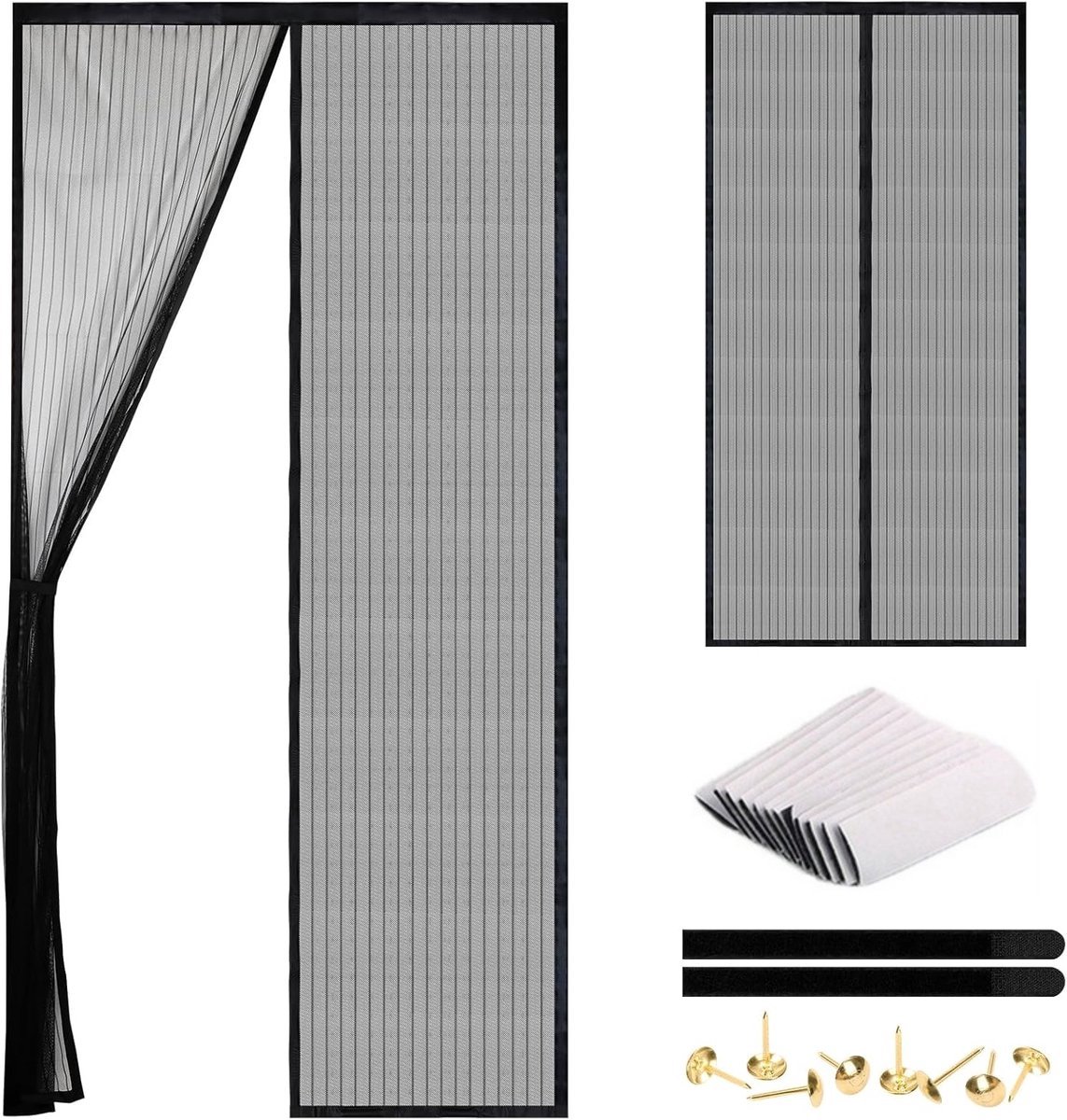 Casalora Magnetisch Vliegengordijn 90x210 cm – Zelfsluitende Magnetische Hordeur – Sterke Magneten – Insectenhor Deur Zonder Boren – Houdt Insecten Buiten & Laat Frisse Lucht Binnen – Zwart