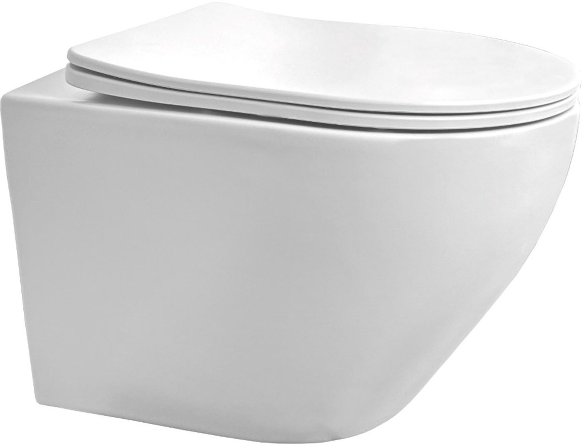 Wandcloset Sanitado rainbow randloos met softclose toiletzitting in mat wit