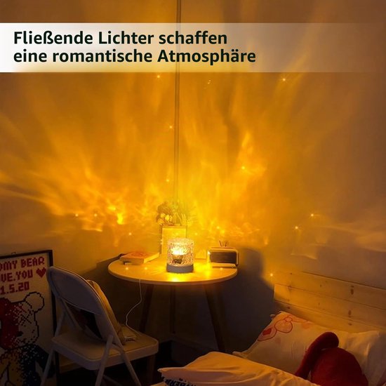 Namajunas - Water rimpel nachtlampje - 16 licht kleuren - Met afstandsbediening - Zacht voor de ogen - Oplaadbaar water golf lamp voor kinderen - Romantische sfeer lamp - lamp oceaan - Sfeer decoratie voor de kinderkamer van Namajunas — afbeelding 5