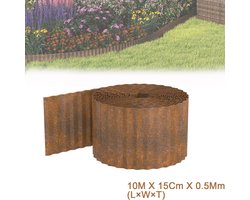 Bordure de gazon ondulée flexible en acier Corten de 10 m de haut (15 cm) avec effet rouille