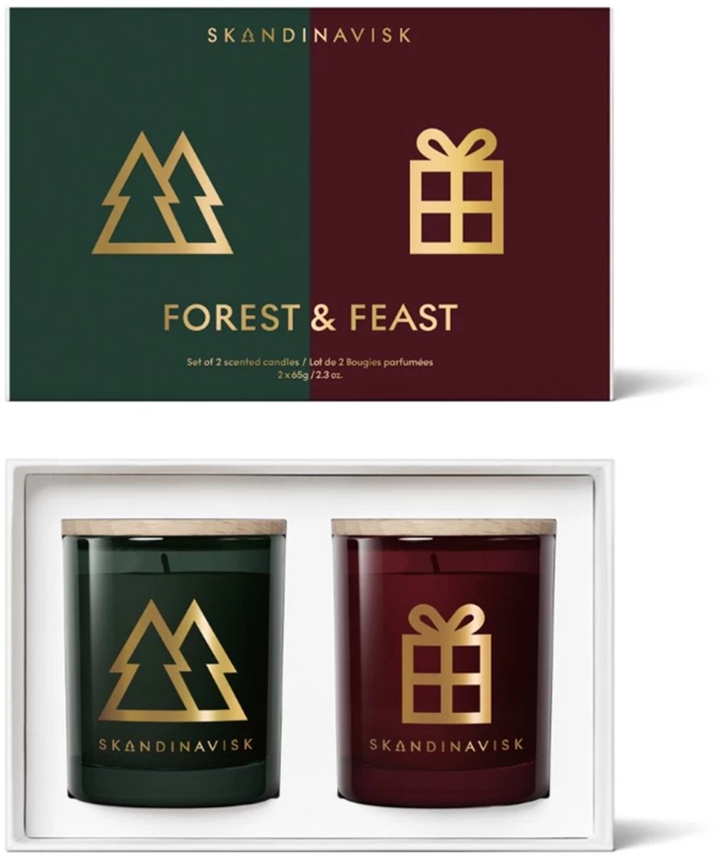 Skandinavisk Winter Magic geurkaars 2x 65gr giftset: Skog + Jul Gold special editioin - Forest & Feast