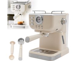 Espressomachine Met Stoom melkschuimer - 20 Bar Pomp drukmeter 1,5L Waterreservoir Lekbak - Voor Cappuccino Latte Macchiato En Meer - Beige Wit