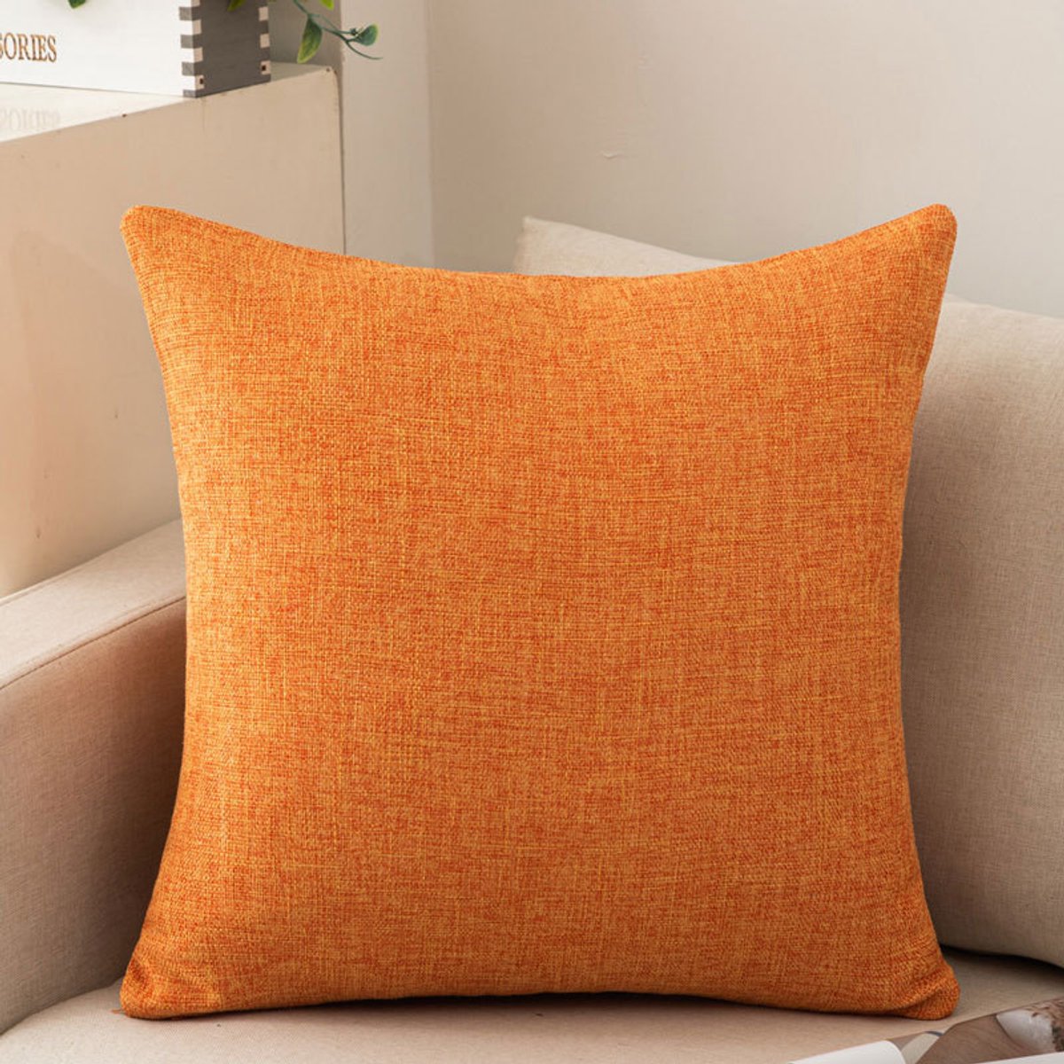 2 stuks-Kussensloop - Rugleuninghoes - Binnenkussen niet inbegrepen - Effen kleur katoen en linnen - Woondecoratie - Geschikt voor sierkussens en zitkussens - Oranje - 45*45 cm