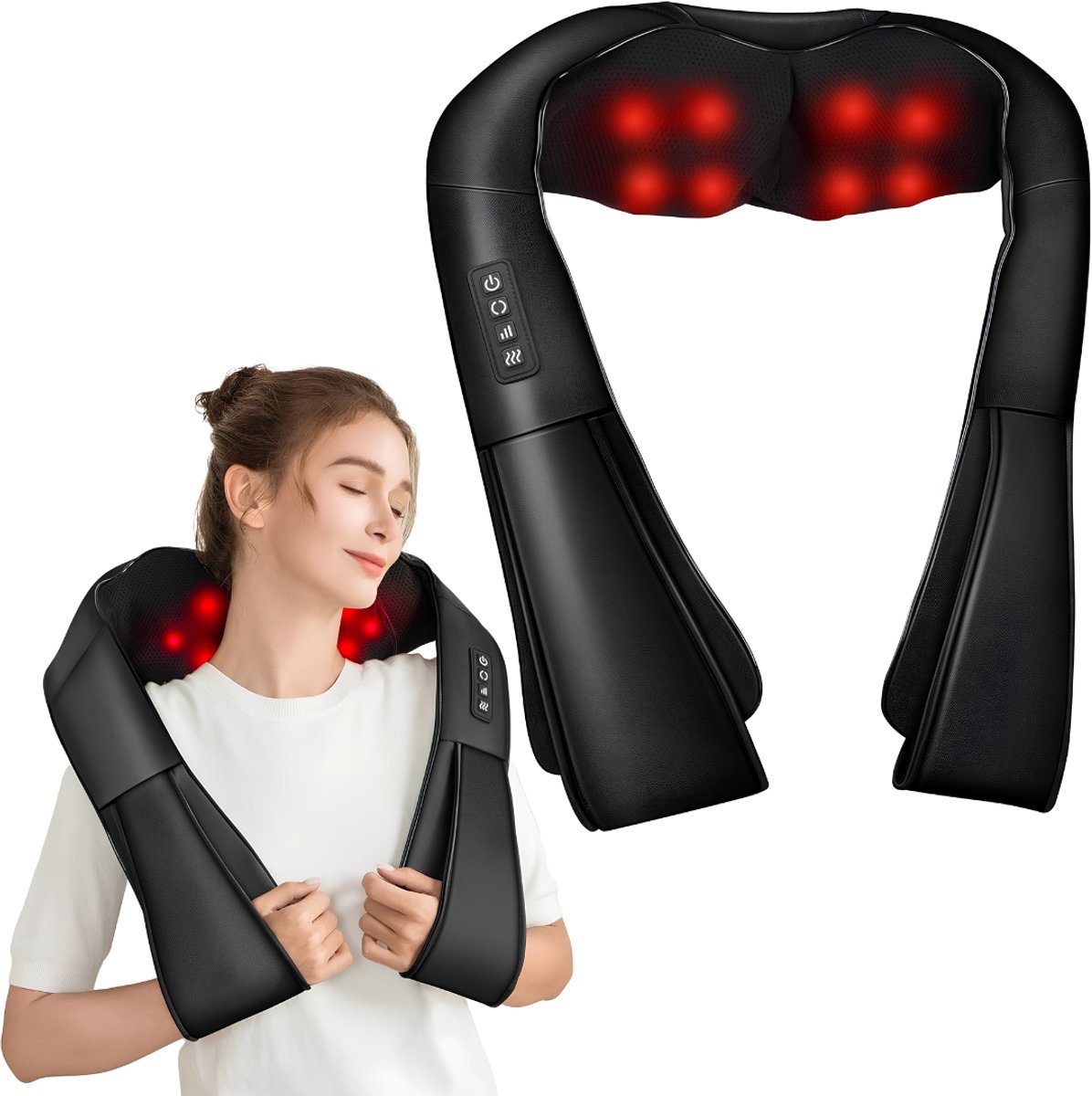 Lìon® Massage Kussen - Massage Apparaat - Massagekussen - Zwart - 40cm x 18cm x 18cm