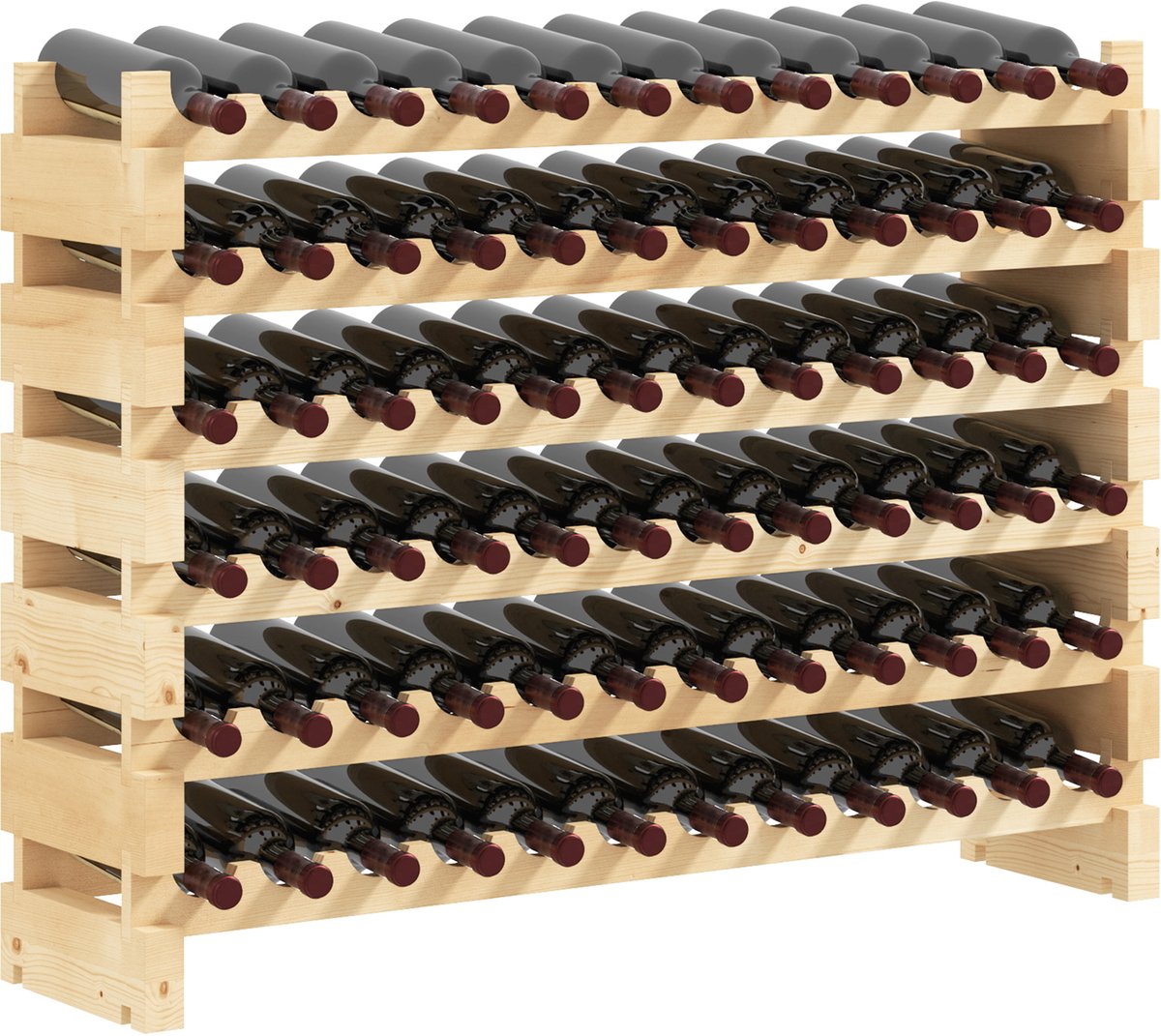 HOMCOM Wijnrek - Hout - 114x28x85cm - Natuurlijk hout