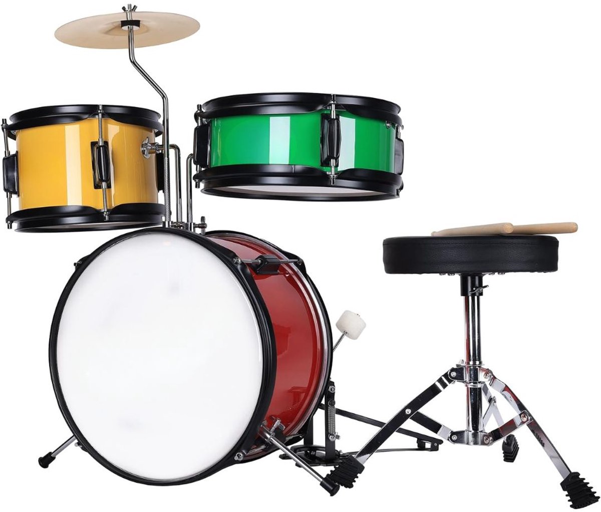 SP® Drumstel Kinderen - Drumstel - Junior Drumstel - Rood/YGeel/Groen - 51cm x 41cm x 31cm