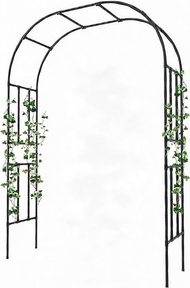 Danky grote tuinboog klimsteun 225×50×267 cm, ijzeren frame met PE-coating – zware klimboog voor bloemen, wijnstokken en buitenbruiloften