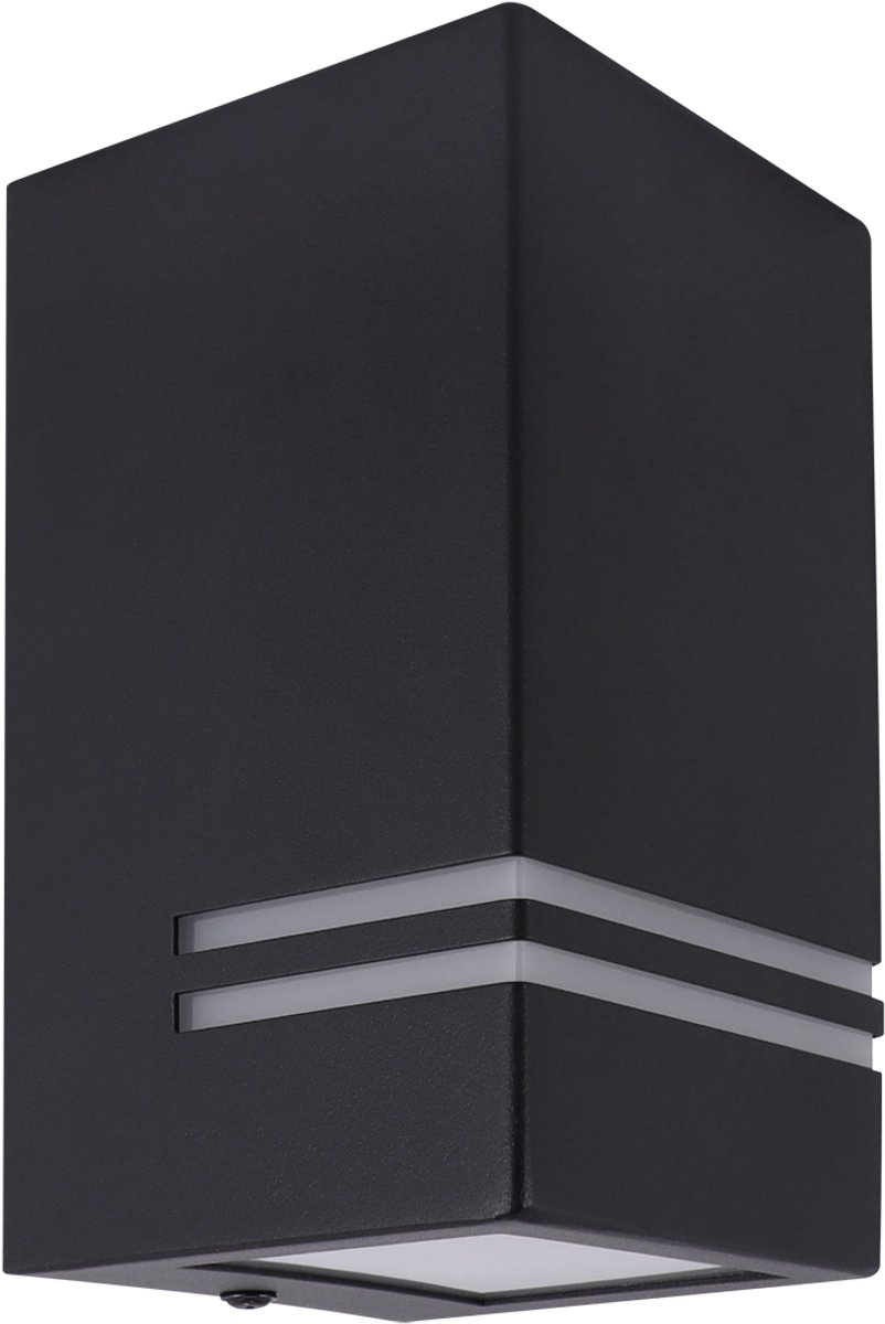 KELER - Buitenwandlamp - Tuinverlichting - Buitenlamp - 1 x GU10 Fitting - RVS - Rechthoek - Zwart - IP54