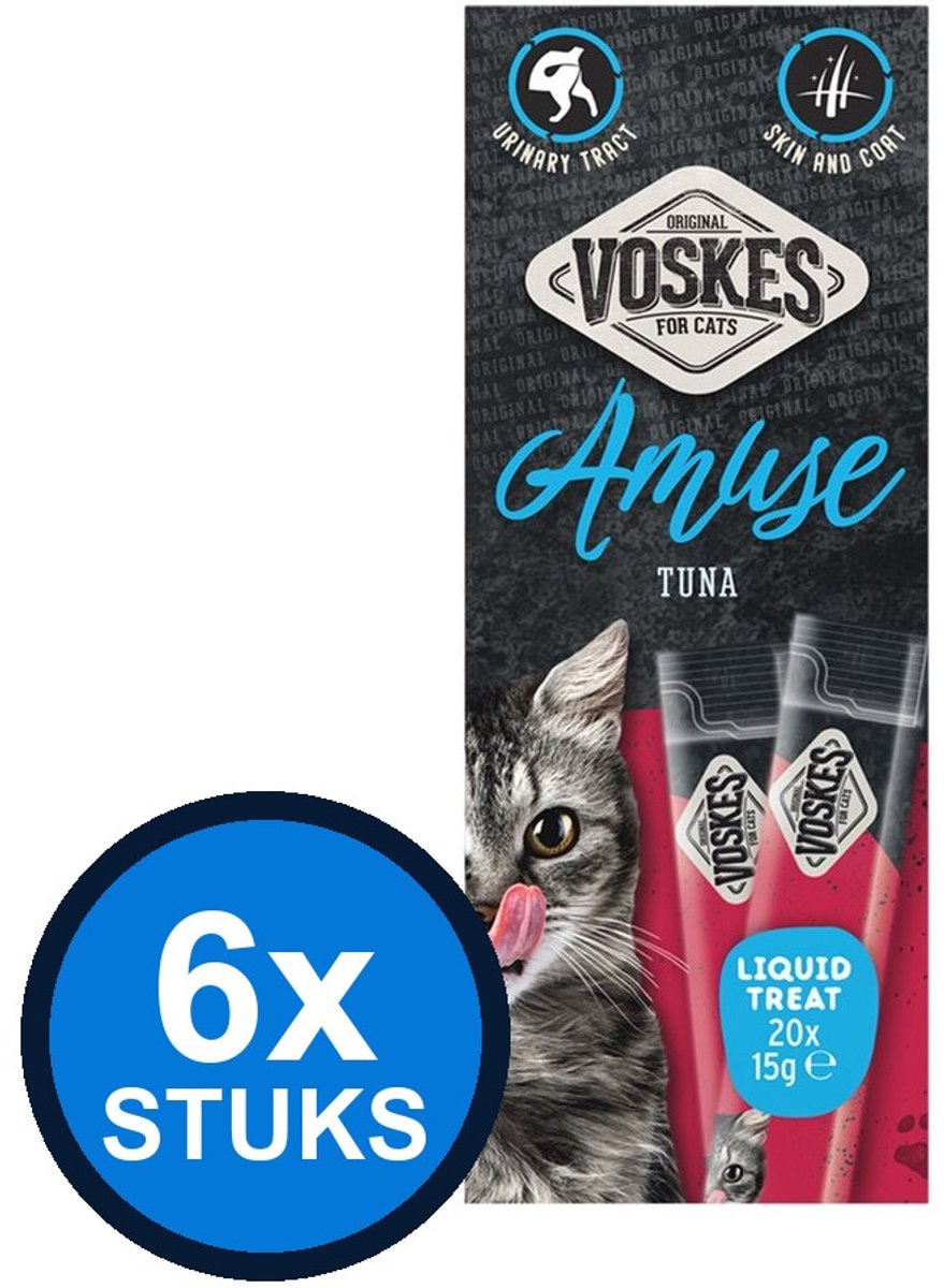 6x Voskes Amuse Liquid Treat Tonijn - Kattensnack - 20x15g