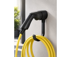 Type 2 Laadkabelhouder – Wandhouder met Stekkerhouder – EV Oplaadkabel Houder – Zwart