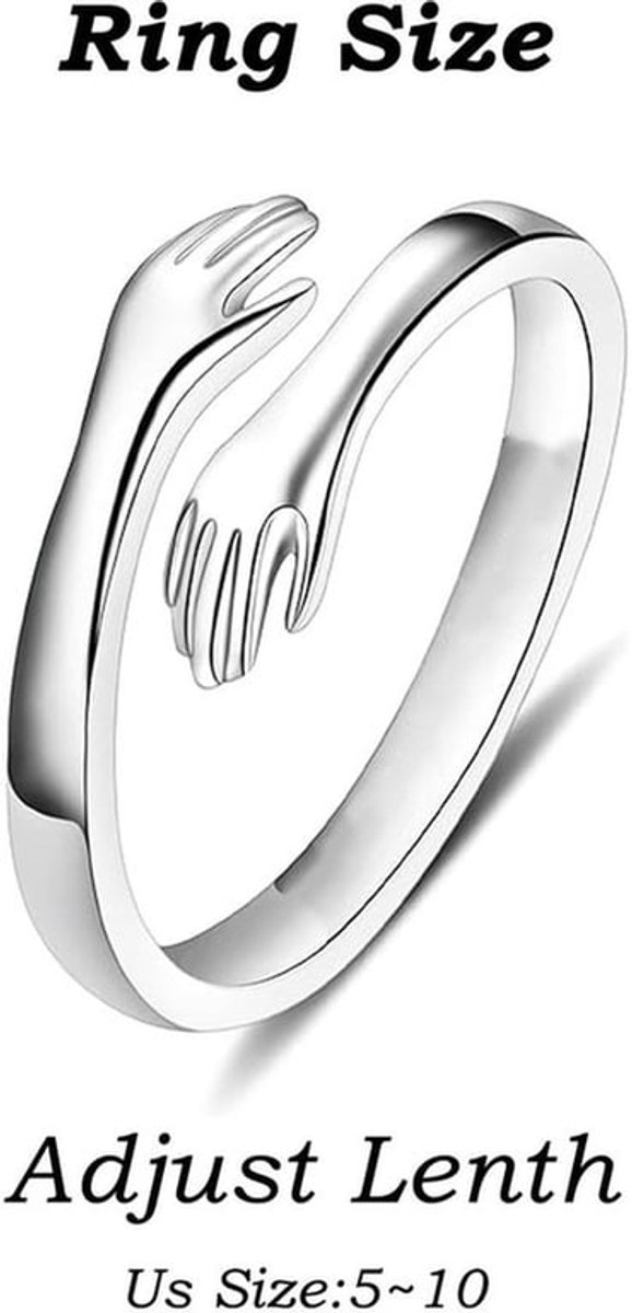 Knuffelring verstelbaar - Innovatief ontwerp - Verzilverd materiaal - Hypoallergeen - Roestvrij - Zacht aanpassend design - Ring