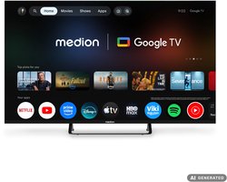 MEDION 4K Smart TV 125,7 cm (50 inch) - MD 850701 | Dolby Vision HDR, Prime Video, Disney+, compatibel met Google TV, PVR, Bluetooth