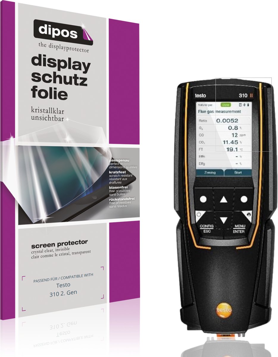 dipos – 4x Beschermfolie geschikt voor Testo 310 2. Gen | Krasbestendige & heldere Screenprotector Ultra-Thin