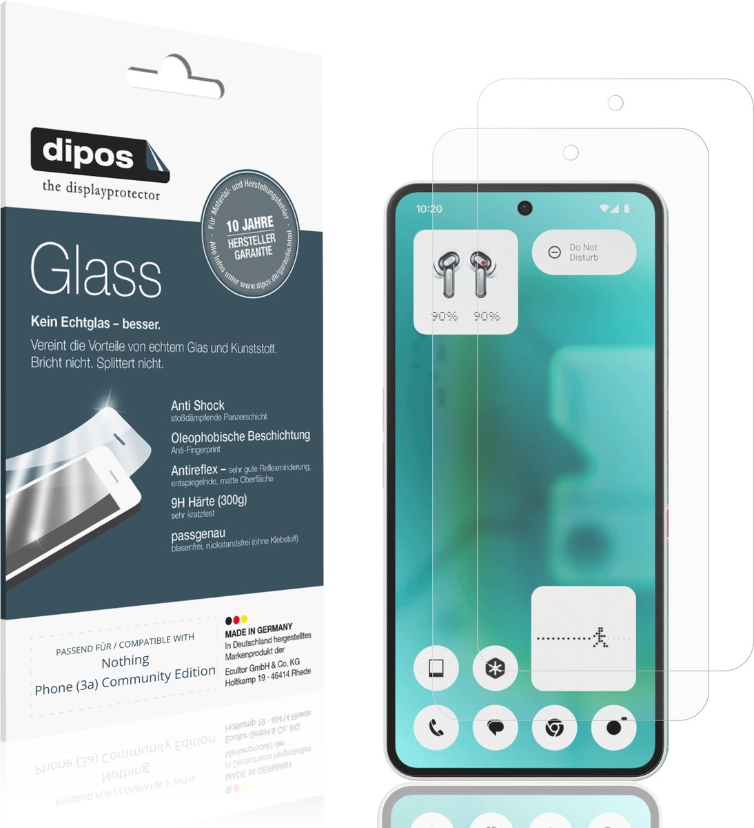 dipos – 2x Matte Pantserfolie geschikt voor Nothing Phone (3a) Community Edition | 9H Screenprotector