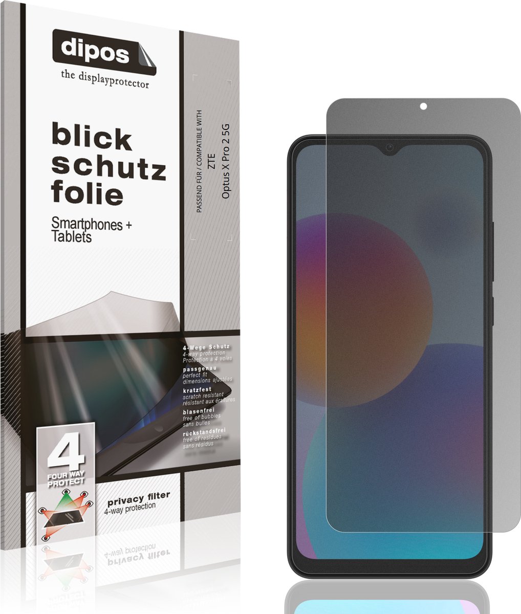 dipos – Matte Privacy Screenprotector geschikt voor ZTE Optus X Pro 2 5G | Anti-Spy Beschermfolie