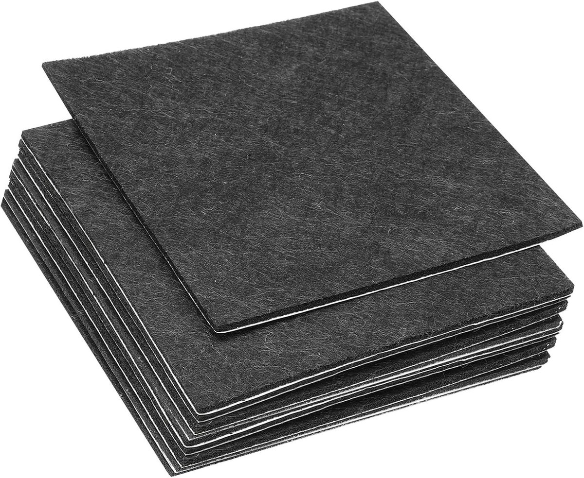 10x10cm Vilt Lampvoet, 10 stuks 2mm Dikke Vierkante Zachte Zelfklevende Antislip Vilt voor Lampen, Meubels en DIY Projecten, Zwart