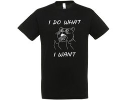 I Do What I Want T-shirt - Heren Dames Unisex - cadeau - Katten T-shirt - Cat - Meme - Kat - Grappige T-shirt’s - Origineel Cadeau - Zwart - Funny - Grappig - Maat M