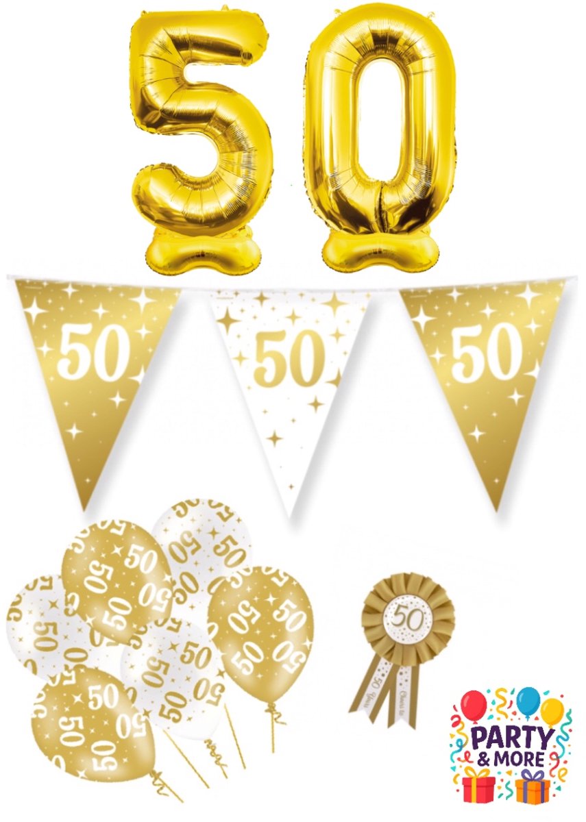 Party & More - 50 jaar - Luxe Gouden Feestdecoratie Set – Compleet Pakket – versiering - verjaardag