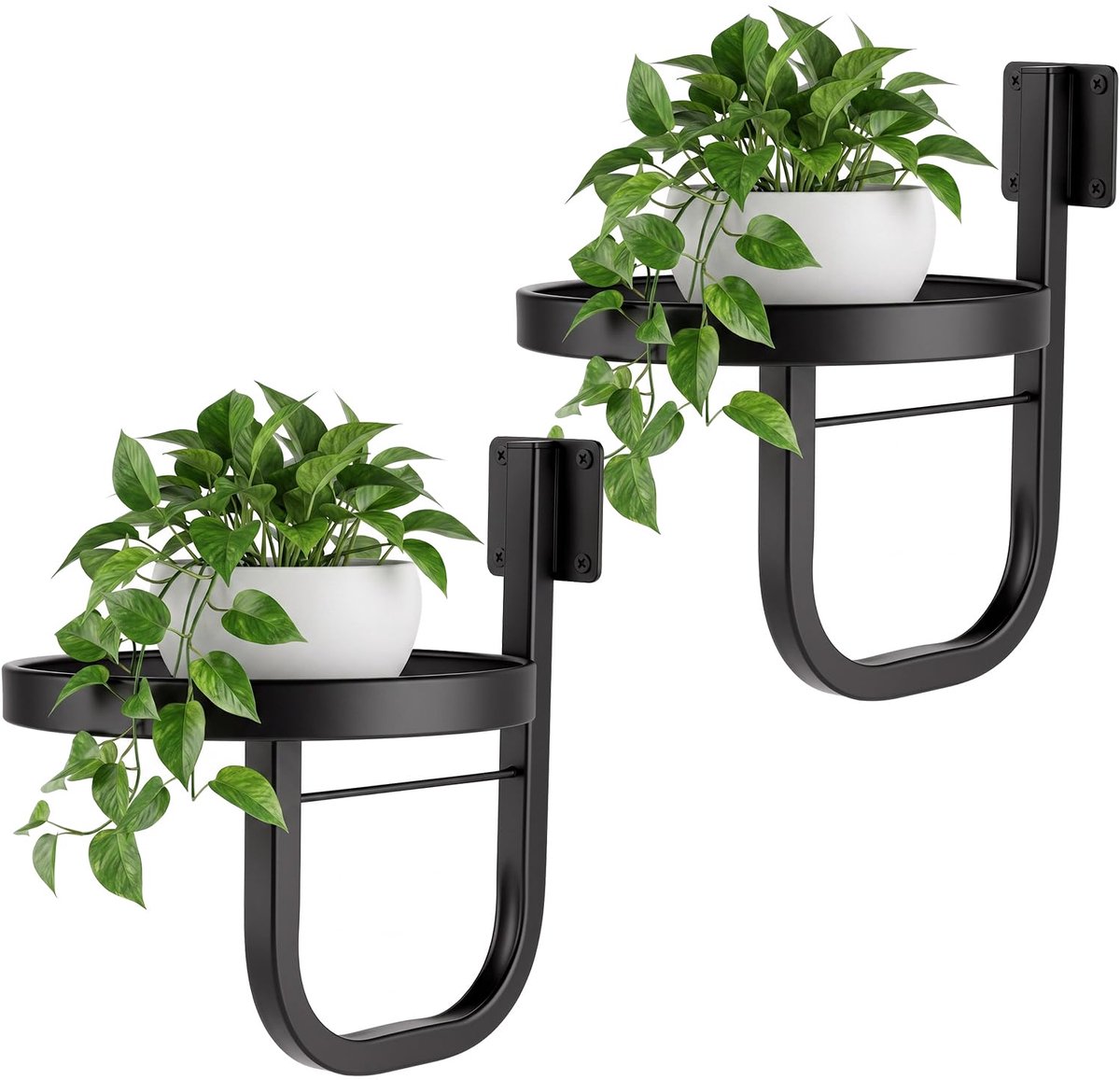 Famanu – Wandhangende plantenbakken set van 2 stuks, metalen raaminstallatiehouders, moderne plantenstandaard voor balkon en woonkamer decoratie, ideaal voor het ophangen van je favoriete planten
