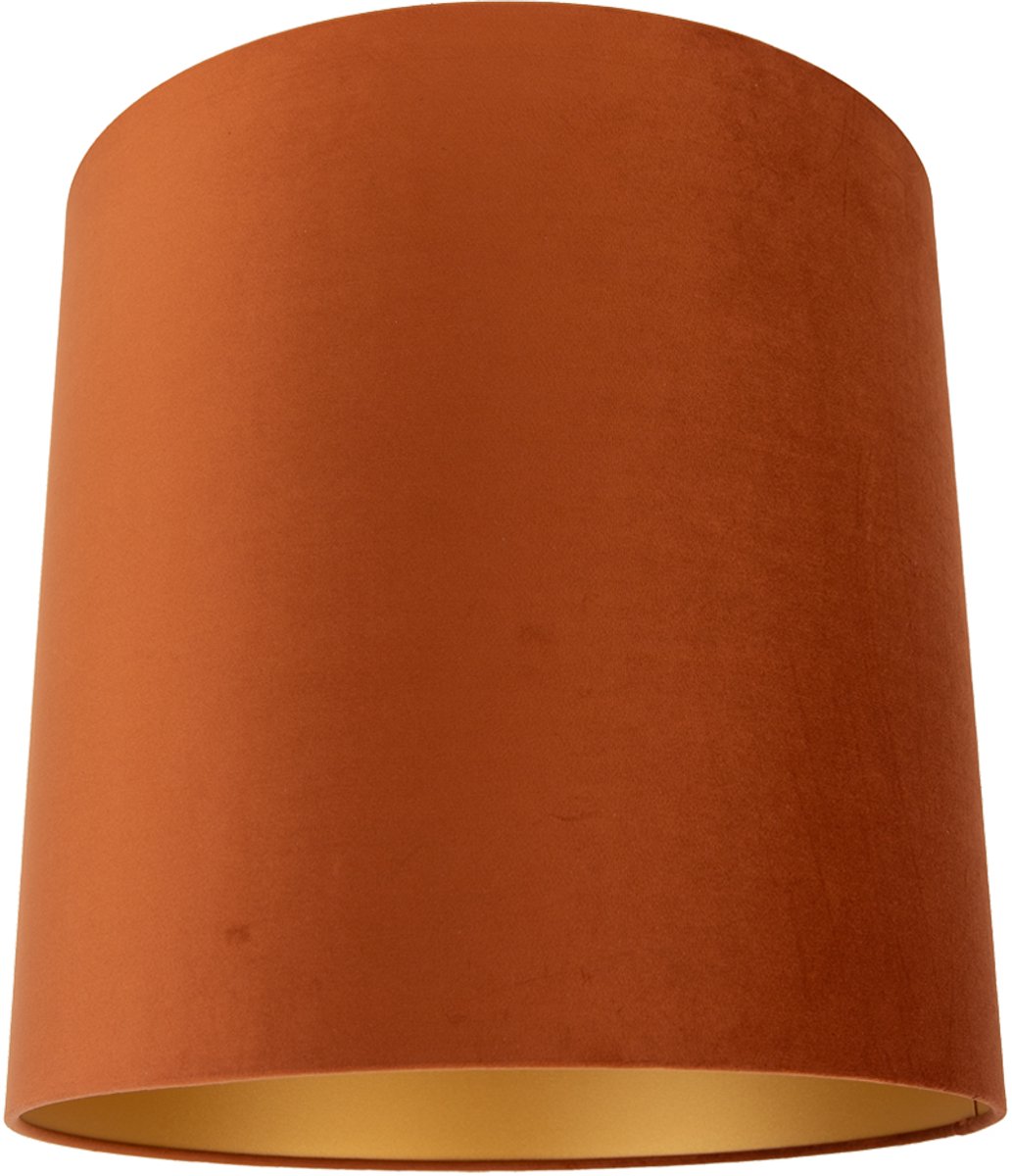 Qazqa moderne Lampenkap - Cilinder Oranje Goud - oranje, rond, diameter 40 centimeter