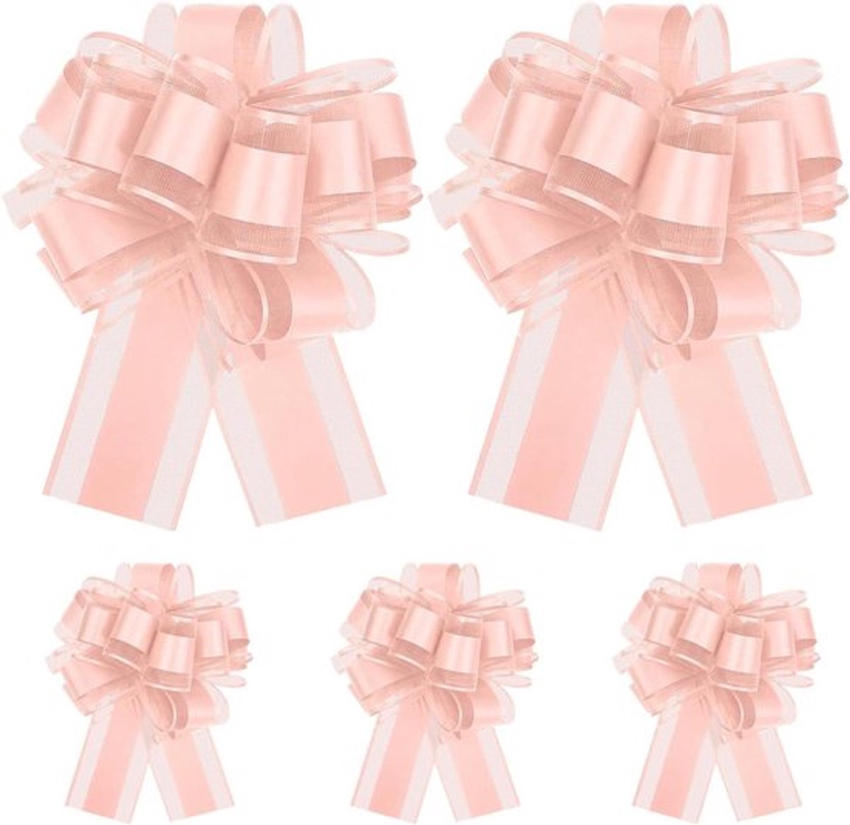 Grote Trekstrikken voor Bruiloften - 5 Stuks, 15 cm Roze Strikken voor Auto, Cadeaus en Decoratie
