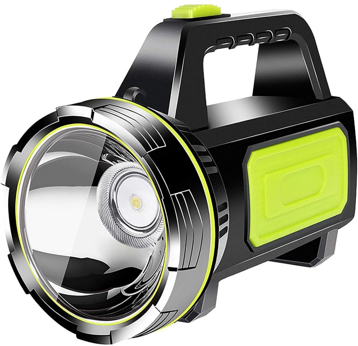 SSTRWGOOD Zaklamp - Superhelle LED Taschenlampe - USB Oplaadbaar 19x14,8x9,5cm - Antislip & Schokbestendig met 2 Helderheidsstanden en Zijverlichting - Geschikt voor Kamperen Werk en Noodgevallen - ABS Materiaal - Incl. Draagriem en Handgreep