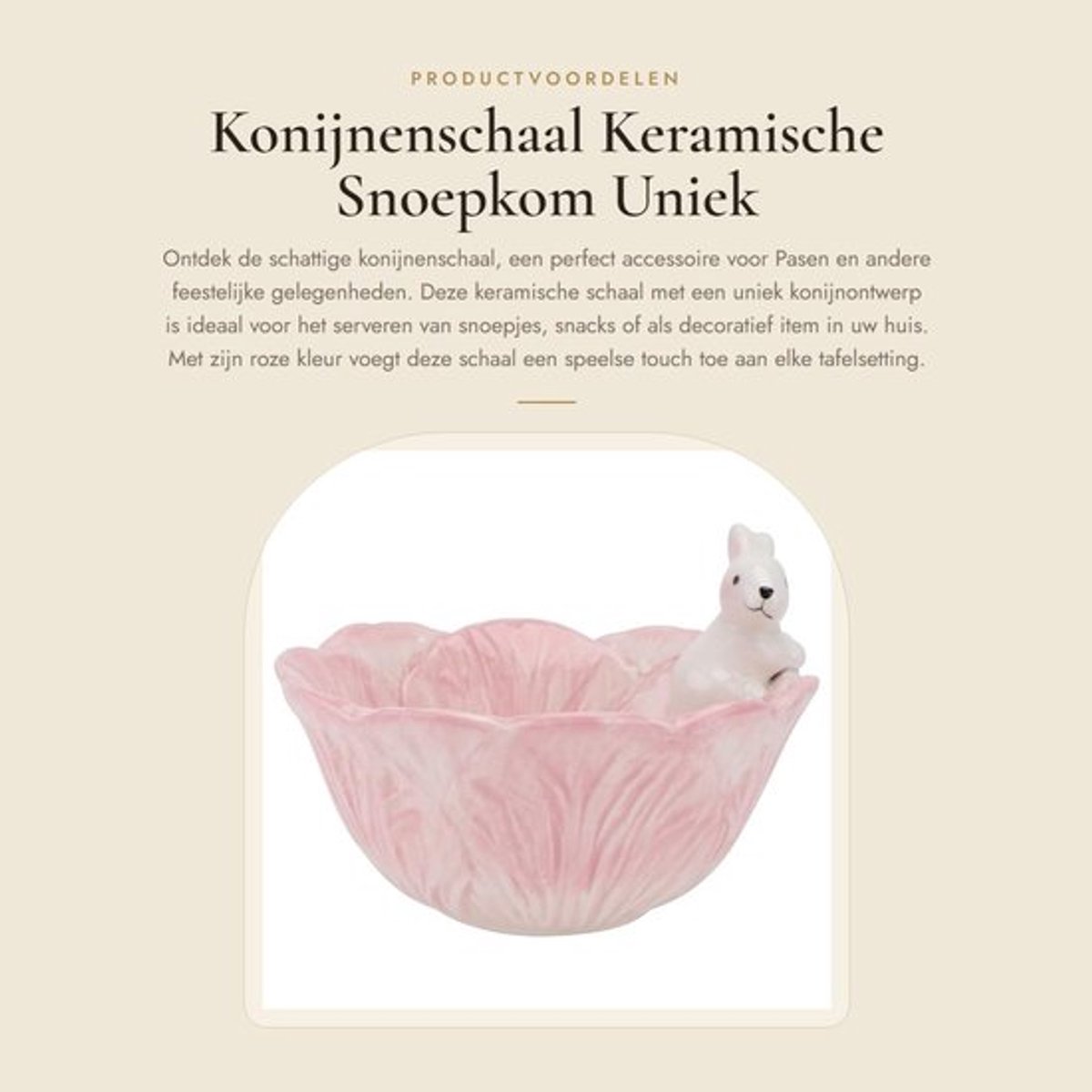 Konijnenschaal Keramisch - Snoepschaal - Paaskom - Multifunctioneel - Cartoon Konijn - 15x15x10 cm - Schaal