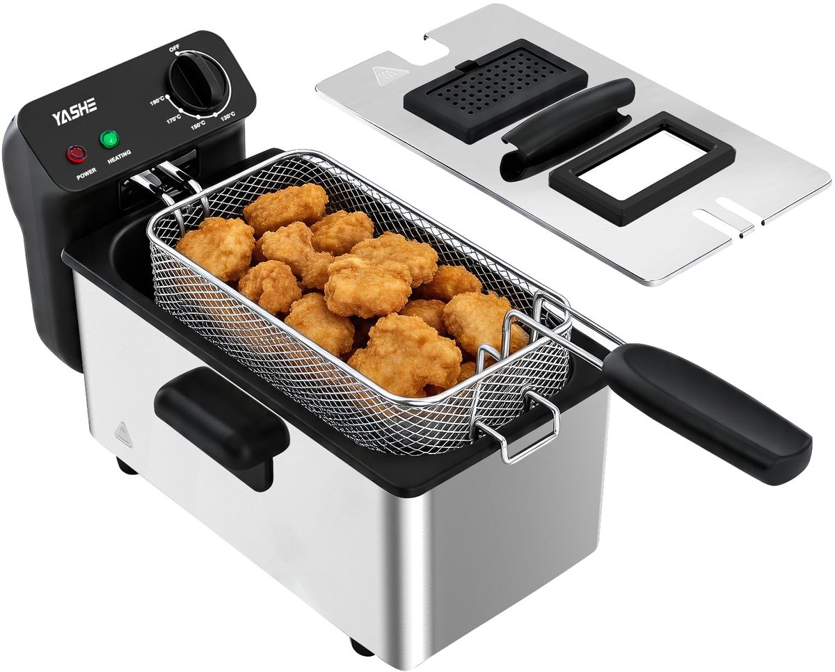 YASHE friteuse - 3 L - 2000 W - kijkvenster - roestvrij staal