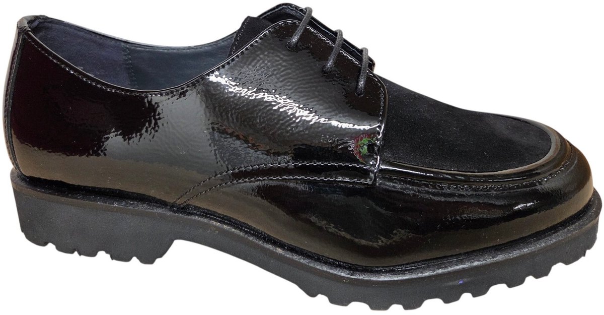Sioux 41511 749 H Veterschoenen Zwart Lak en Suede Dames - Zwart - 42