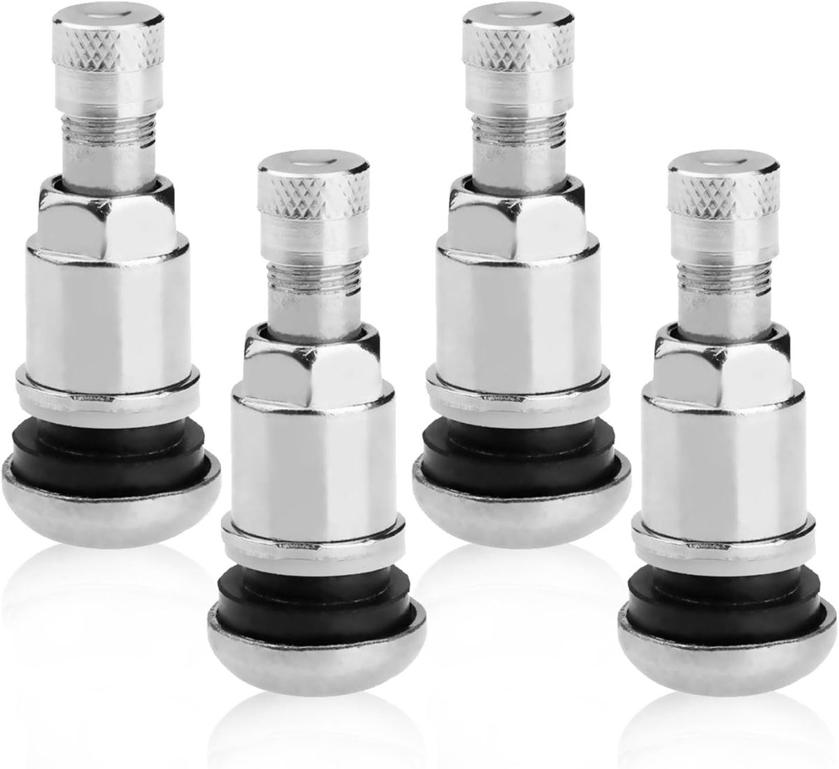 Set van 4 Universele Metalen Ventielen voor Banden - Duurzaam, Corrosiebestendig en Geschikt voor Auto's, Motoren en Elektrische Voertuigen