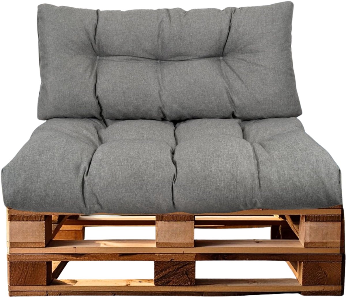 ZRNS® Palletkussen - Zitkussen Pallet - Met Rugkussen - 2-Delig - Grijs